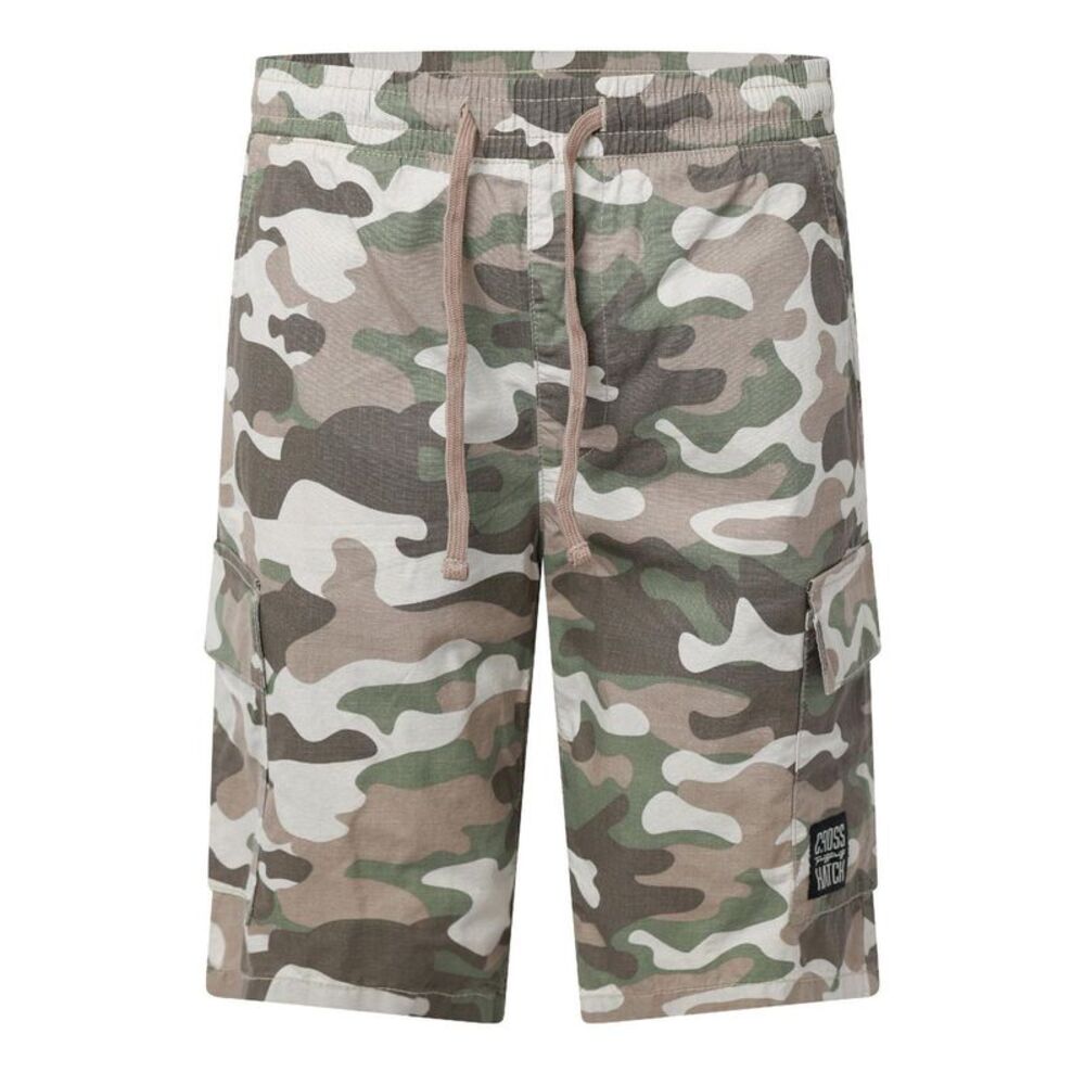 Crosshatch Mens Camouflage Cargo Shorts / Pebble